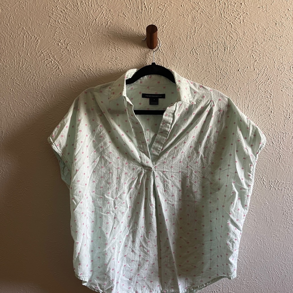 French Connection White and Pink Tunic Top